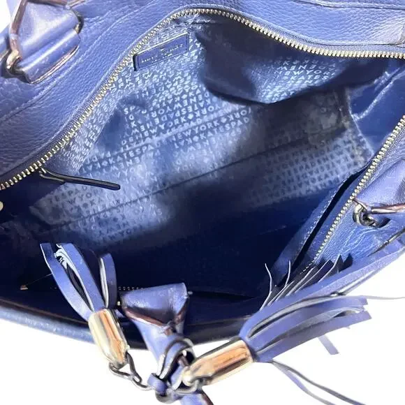 Kate Spade New York Atwood Place Larson Satchel Tassel Blue Leather Hand Bag - Picture 9 of 16
